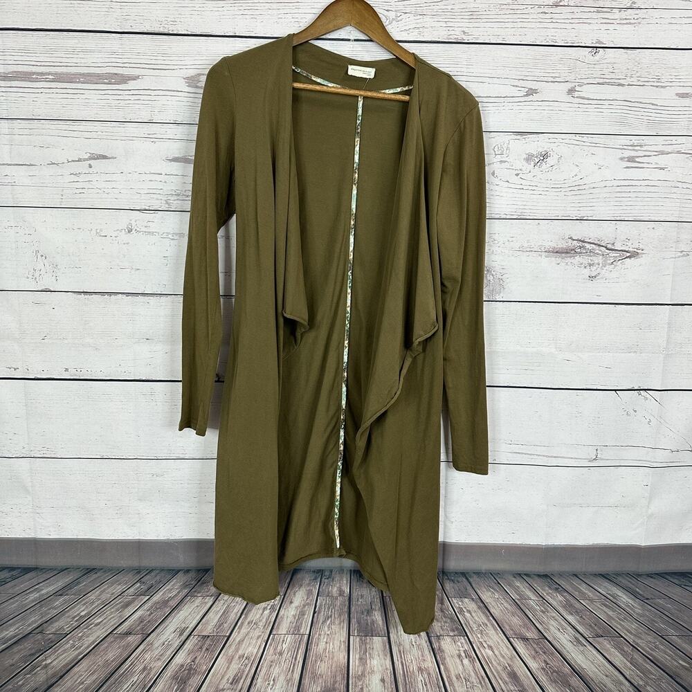 Elegantees Cardigan Sweater Womens XS Green Long Light Weight Layering Army